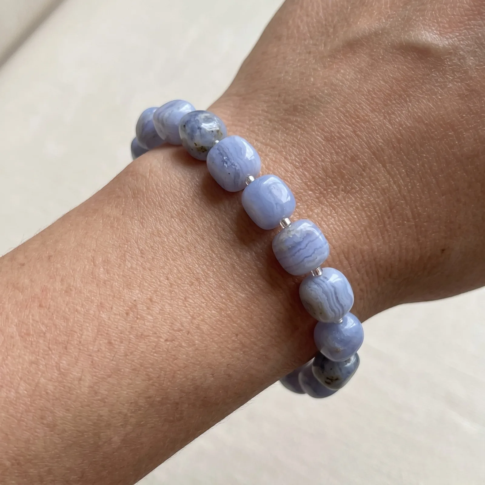 Blue Lace Agate  Bracelet Tumble Beads