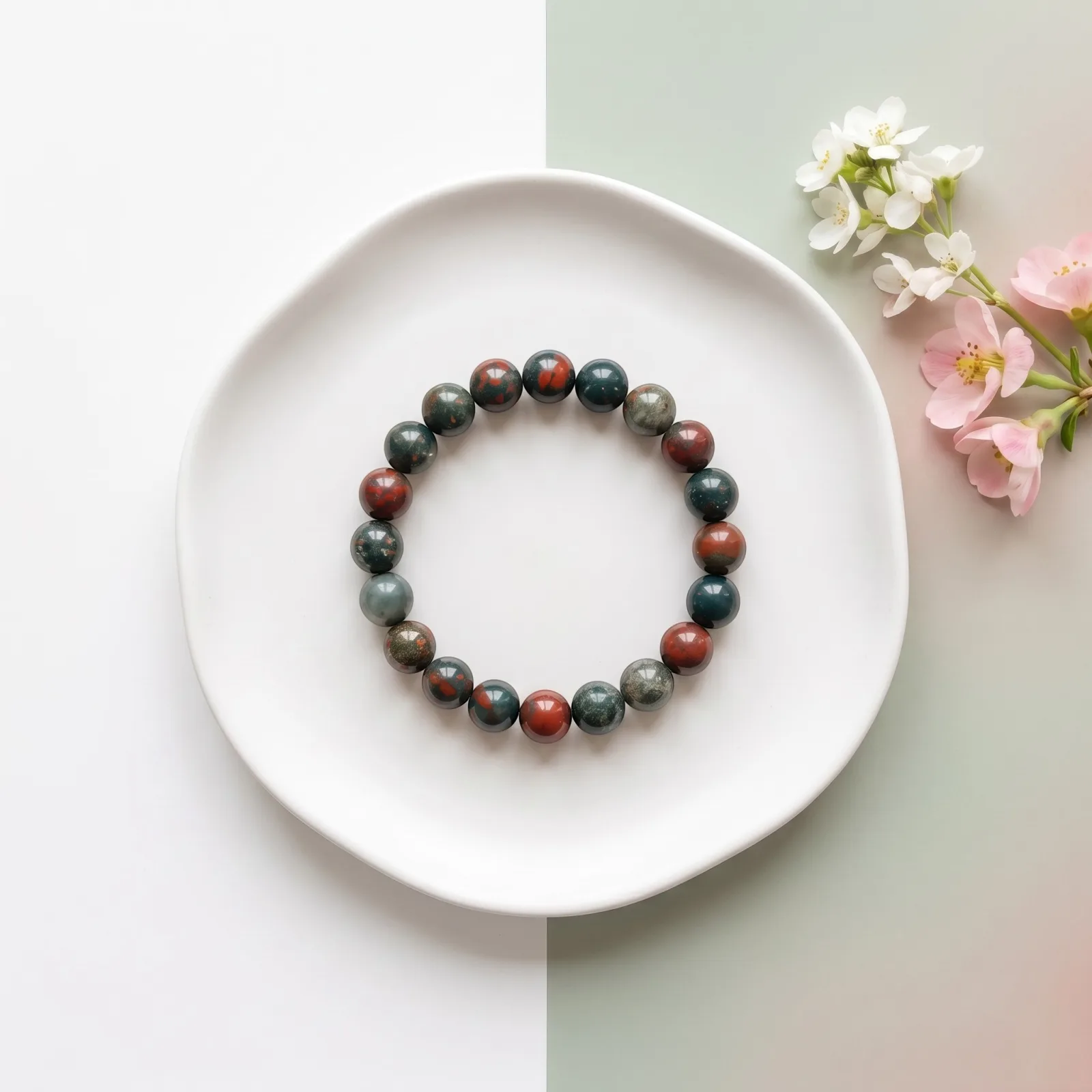 Blood Stone Bracelet 8 MM Beads