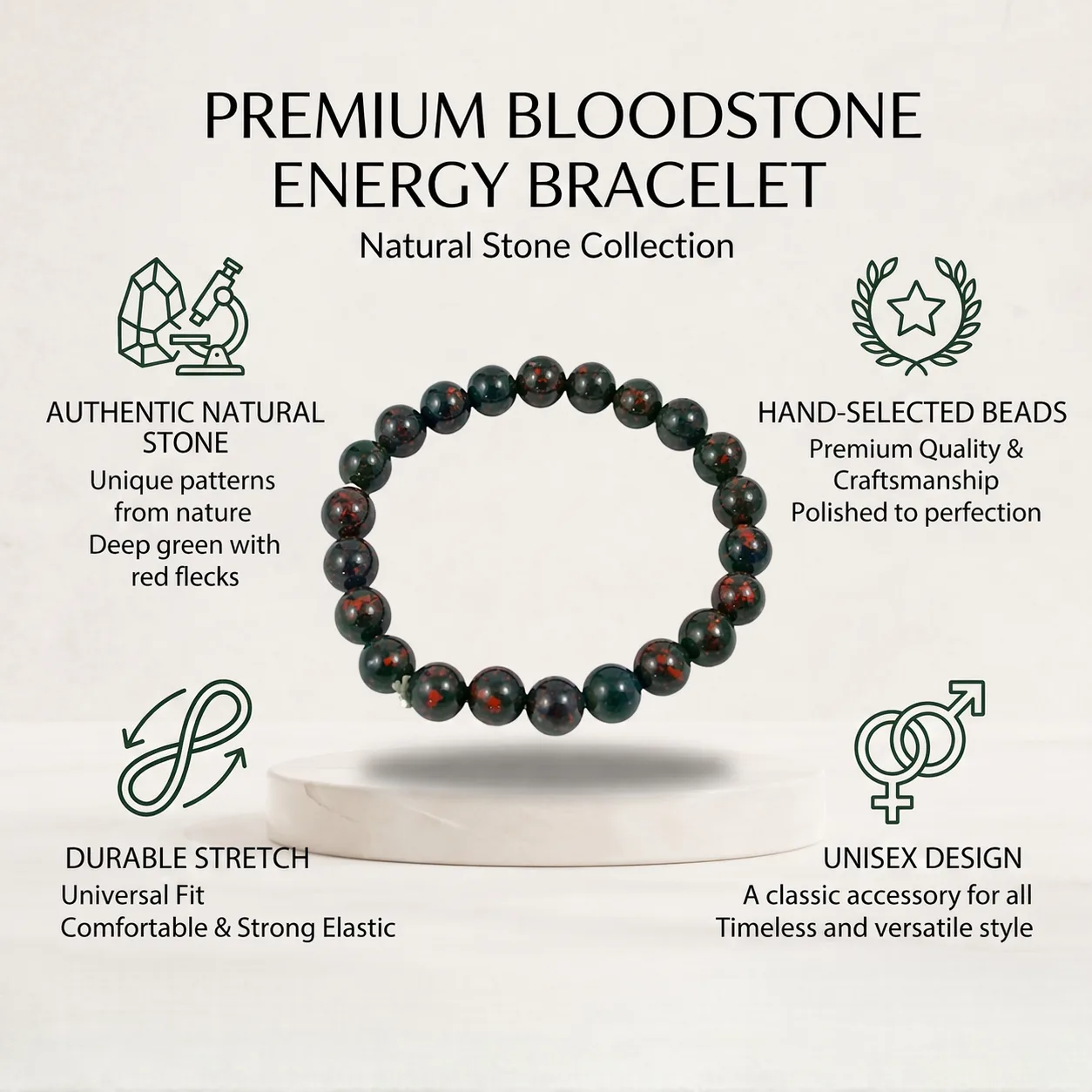 Blood Stone Bracelet 8 MM Beads