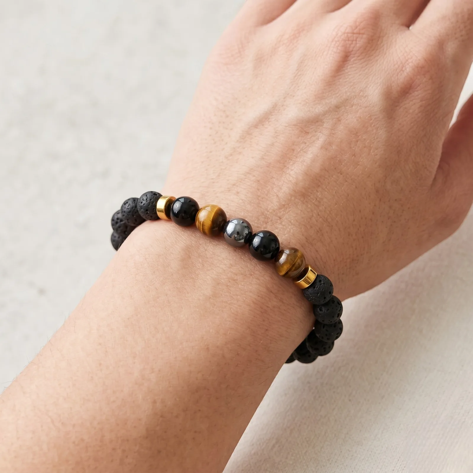Triple Protection with Lava Bracelet 8 MM Beads