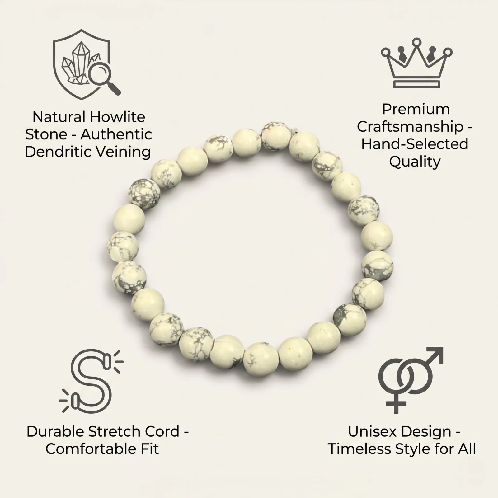 Howlite Bracelet 8 MM Beads