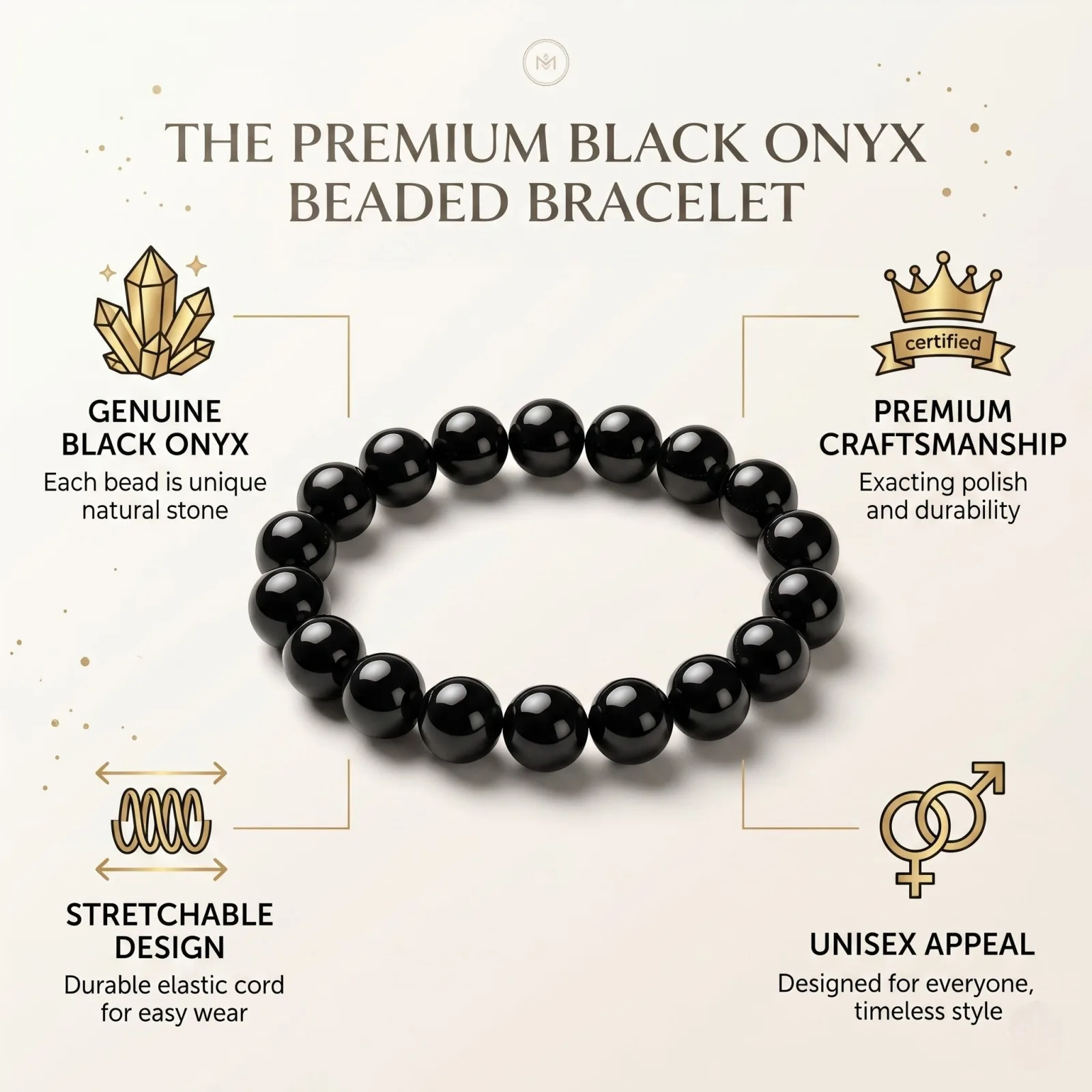 Black Onyx Bracelet 6 MM Beads