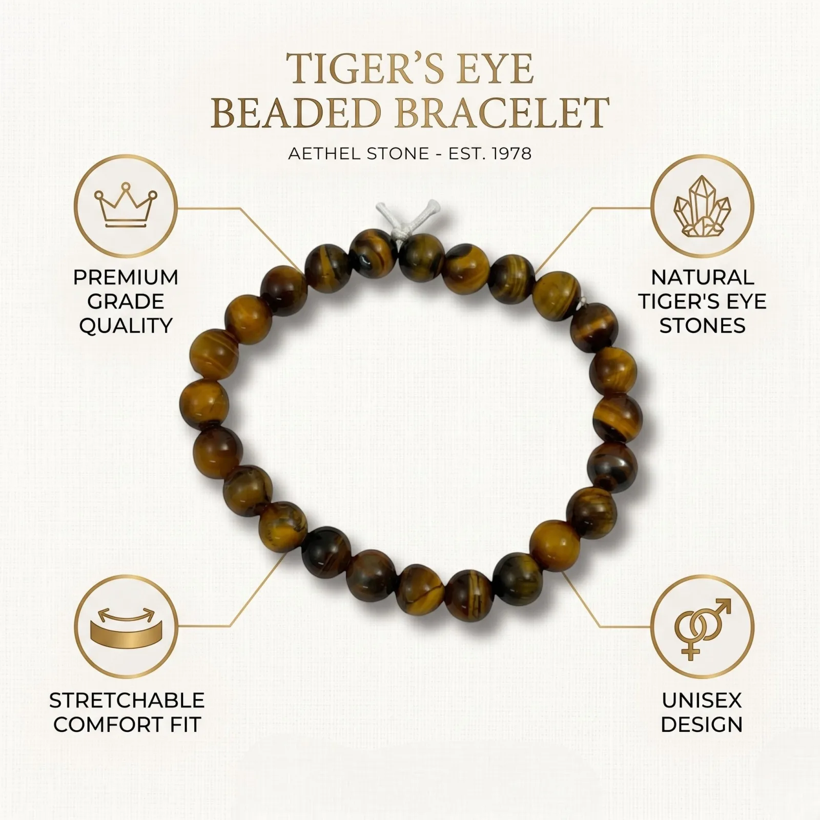 Tiger Eye  Bracelet 8 MM Beads