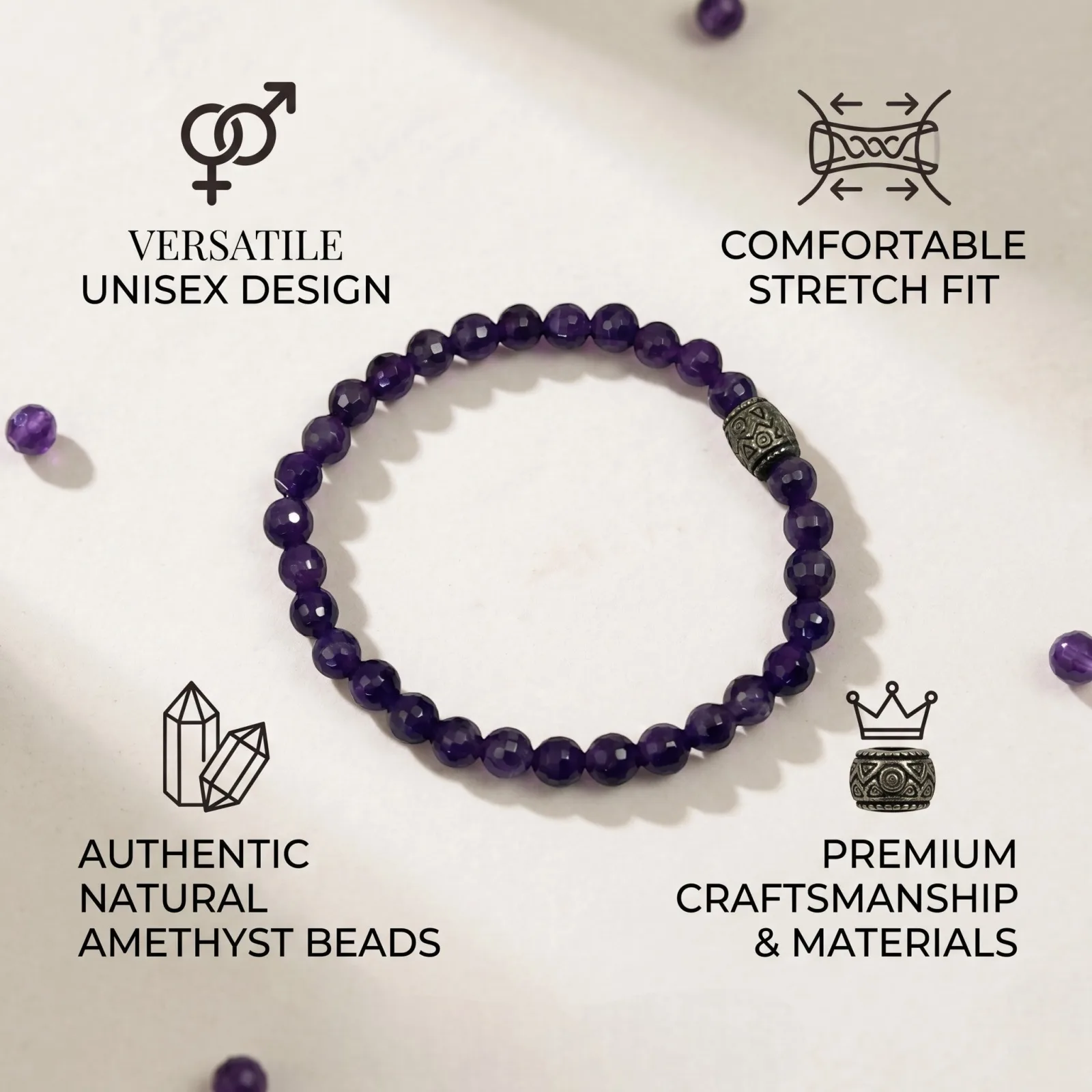 Amethyst Bracelet Diamond cut Beads