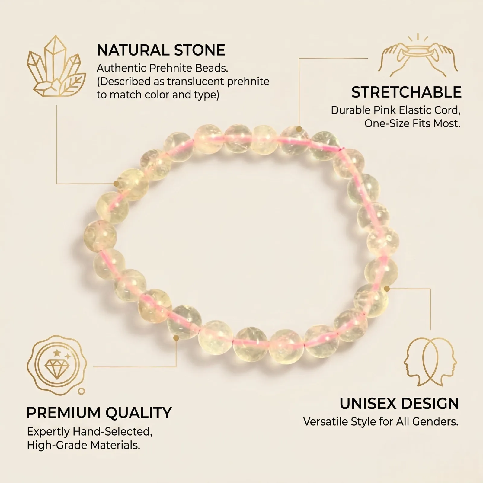 Rose Quartz Bracelet 9 , 10 mm Beads