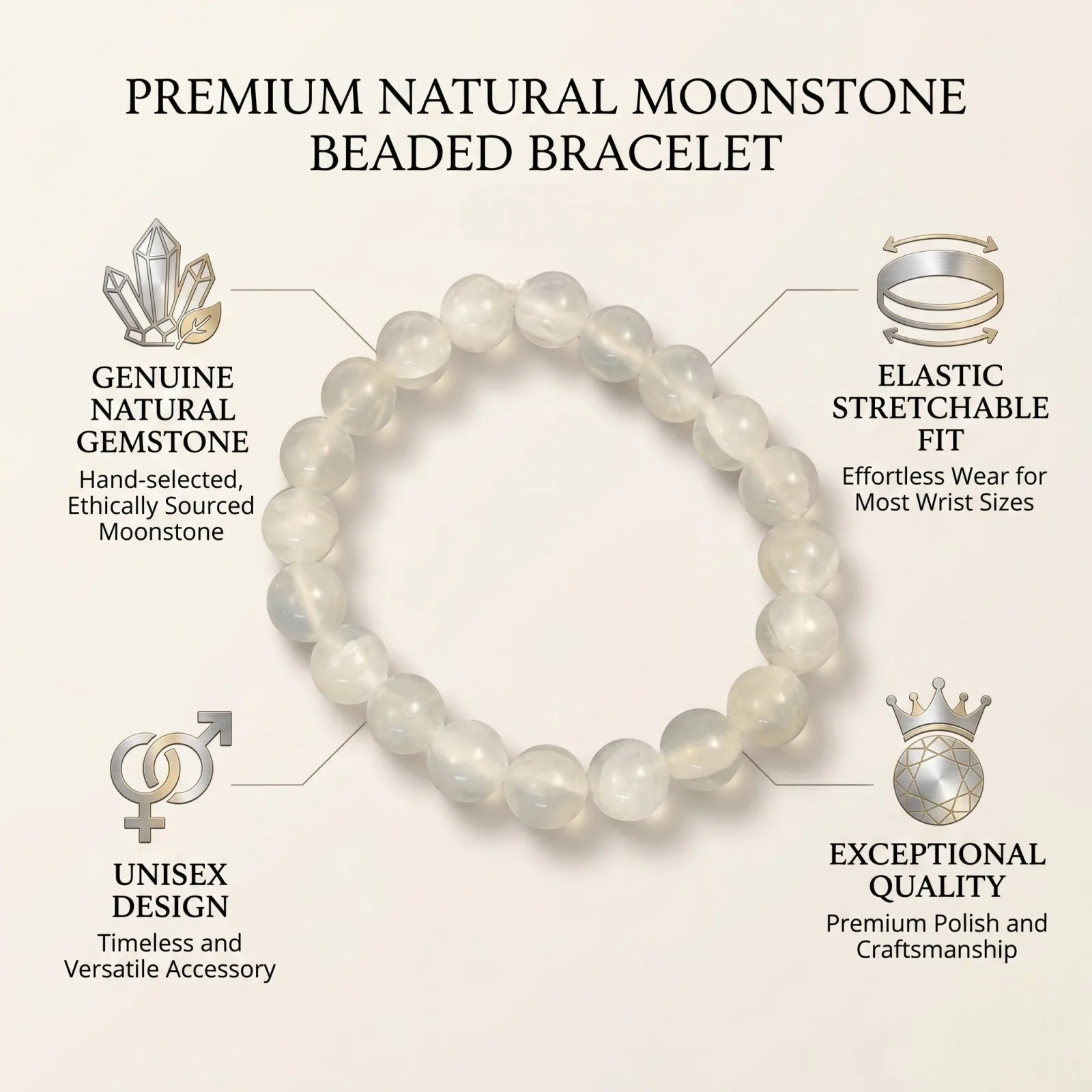 Selenite bracelet 8 , 10 mm Beads