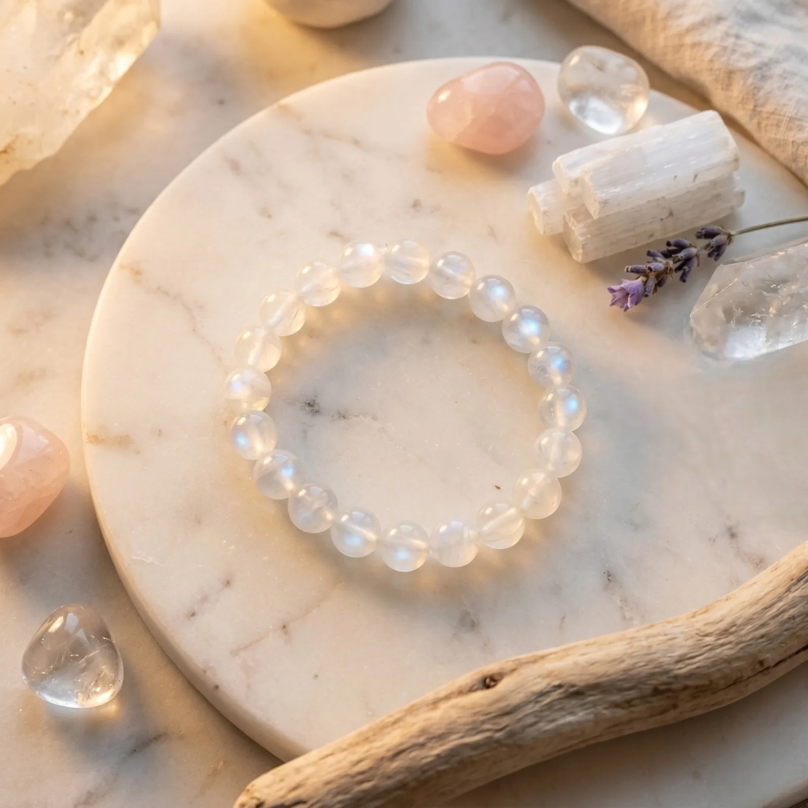 Selenite bracelet 8 , 10 mm Beads