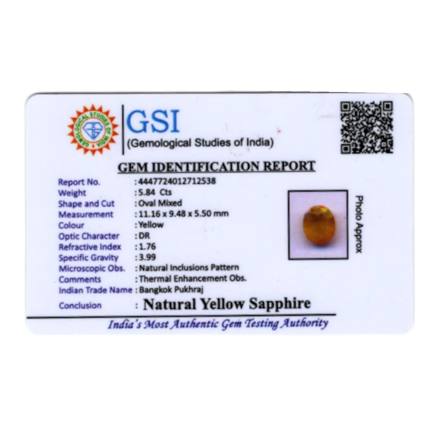 Yellow Sapphire - 5.84 Carat