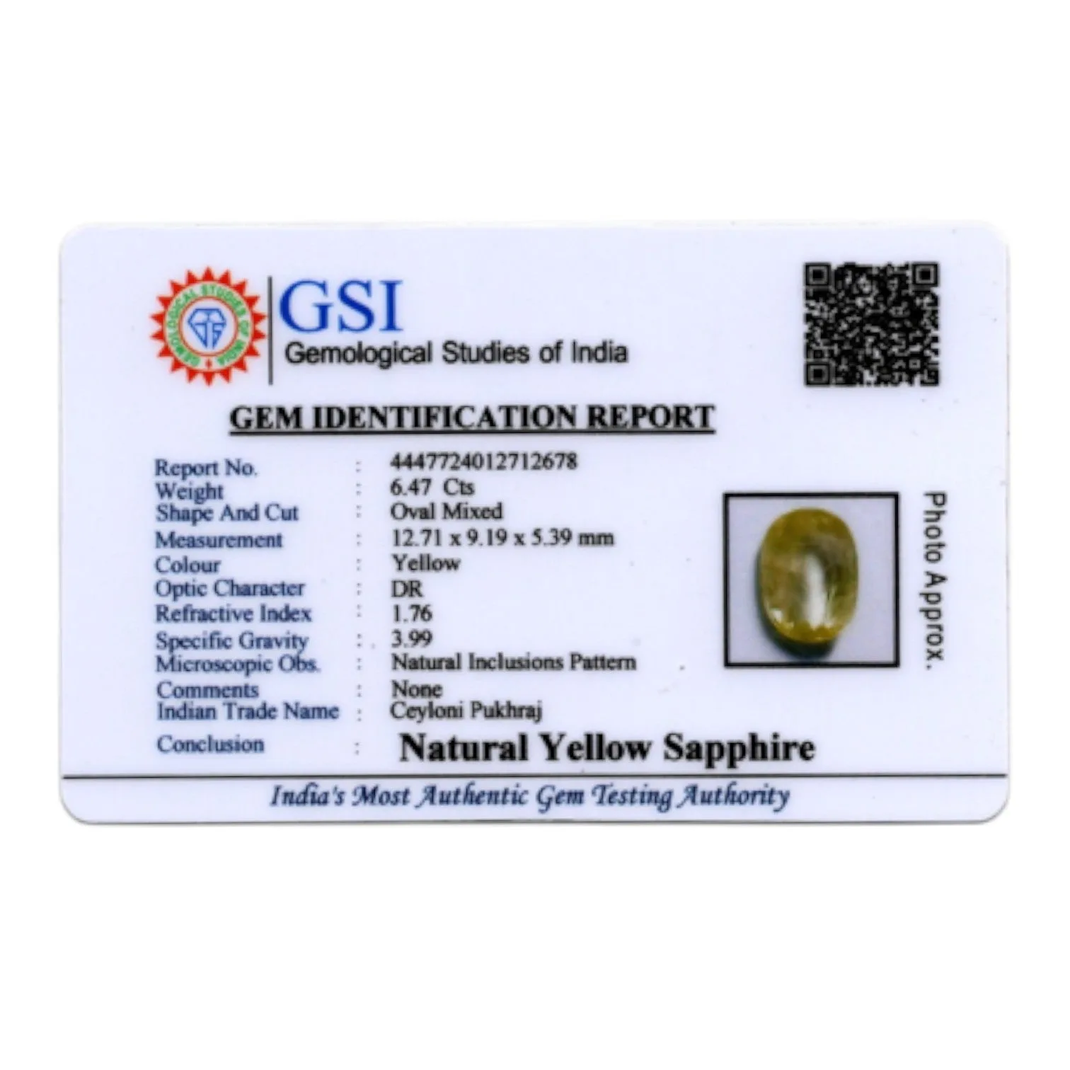 Yellow Sapphire - 6.47 Carat