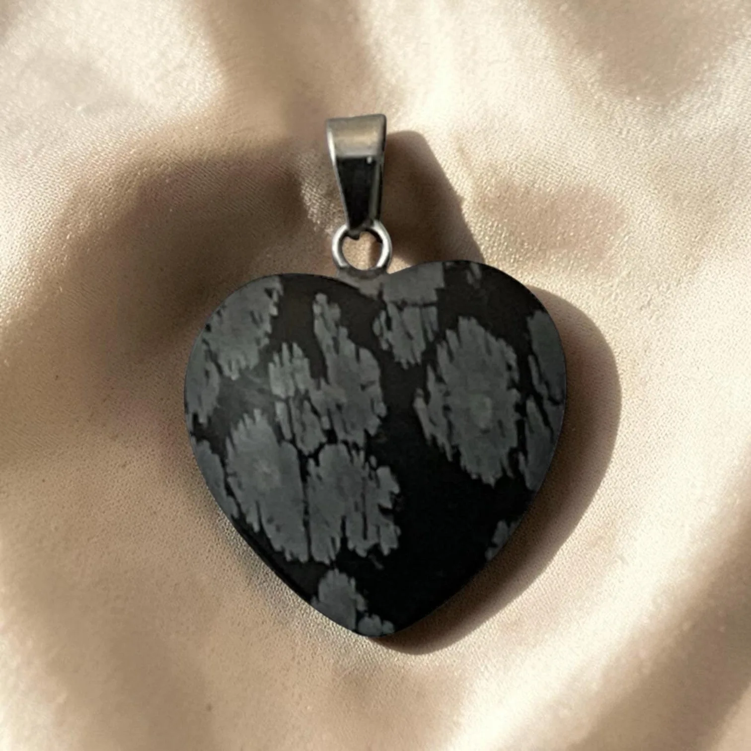 Snowflake Obsidian Heart Pendant