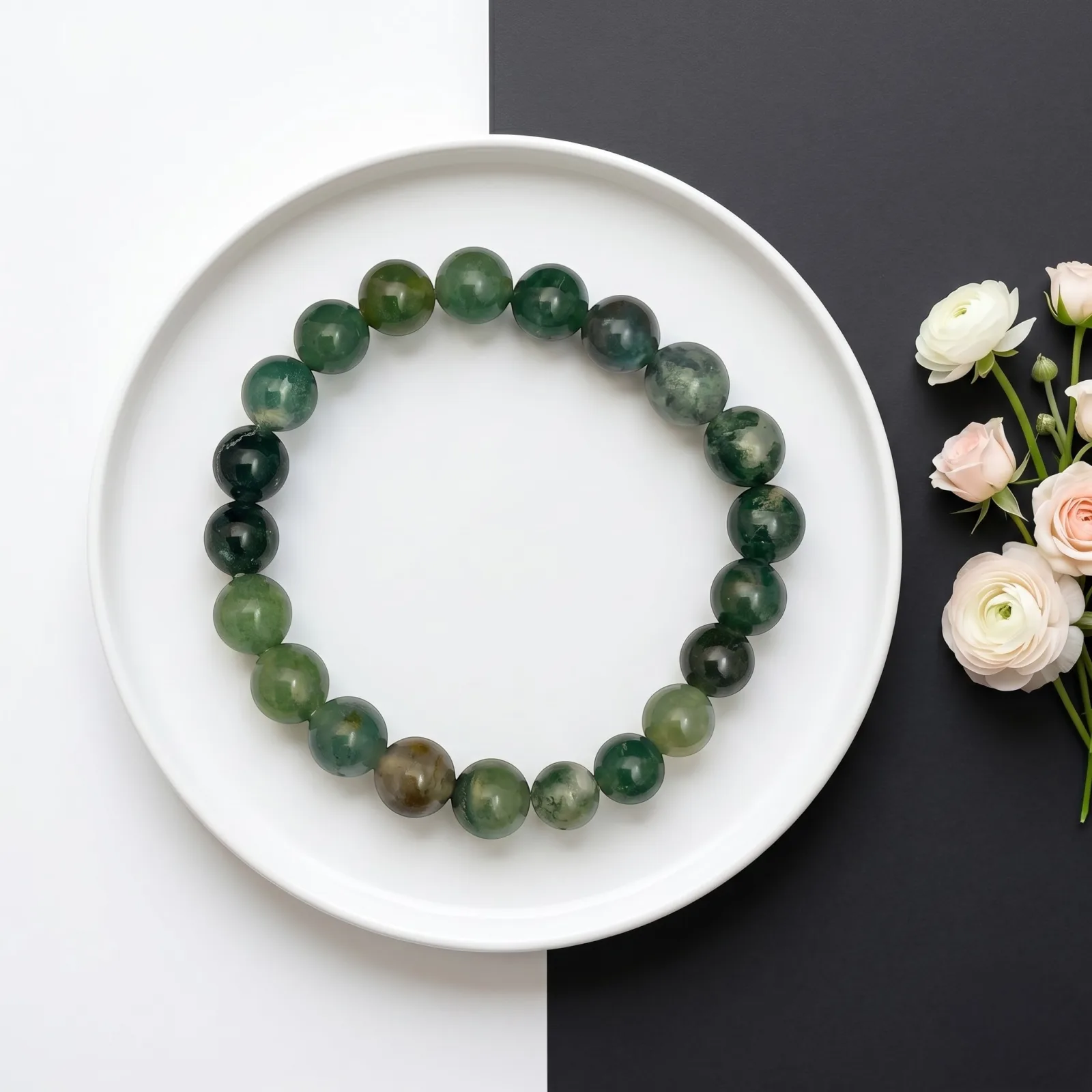 Green moss agate bracelet