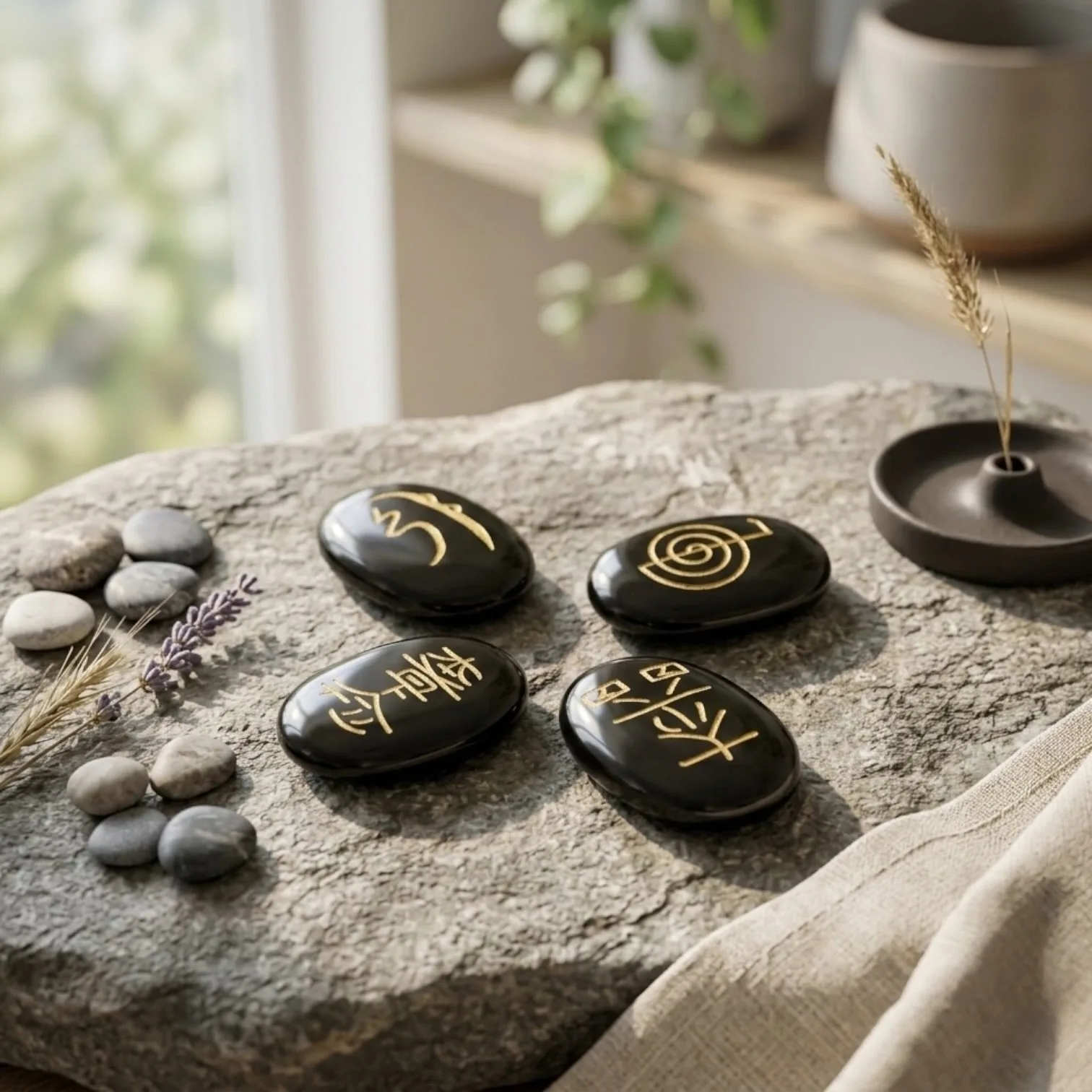 Reiki Healing Engarved Stone Set