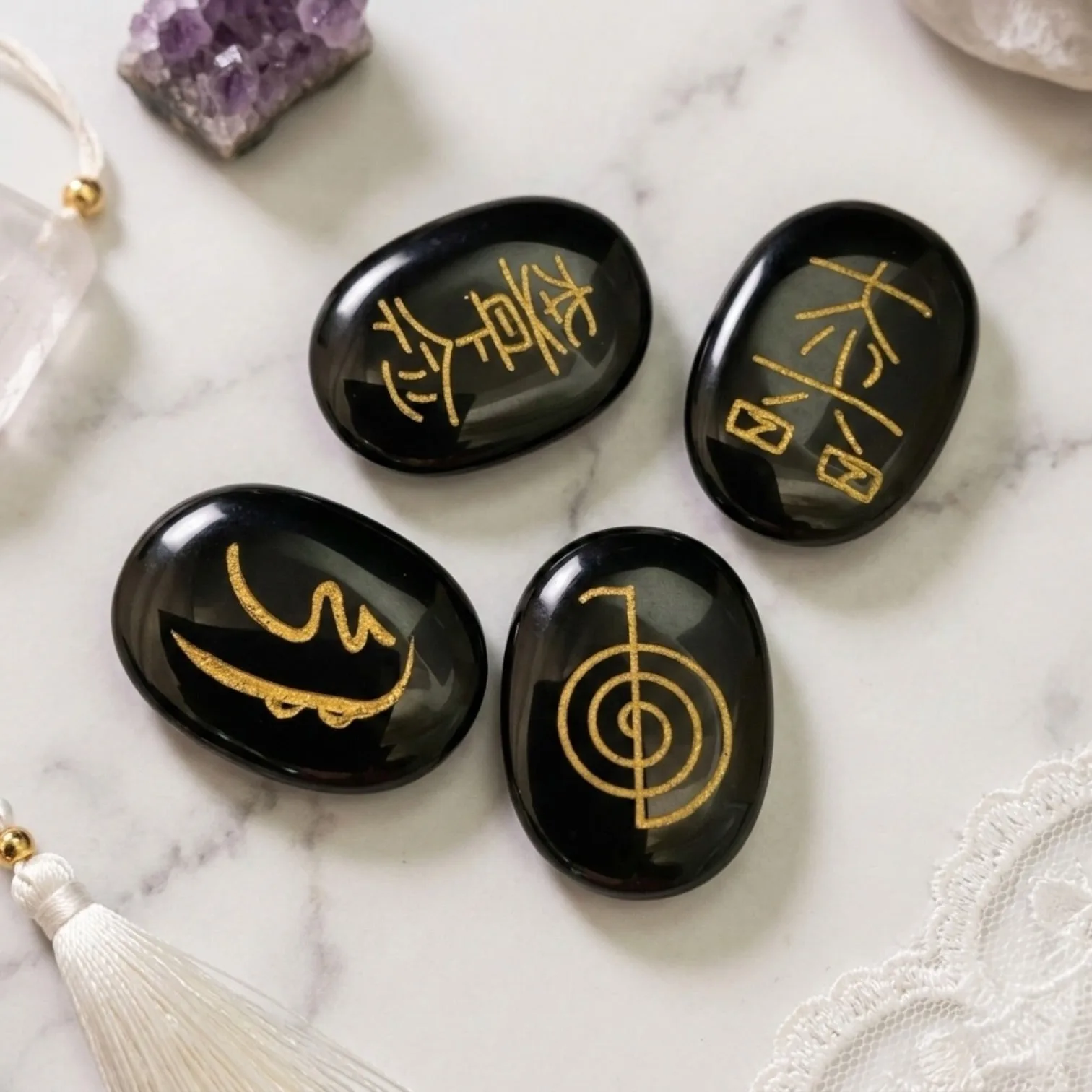 Reiki Healing Engarved Stone Set