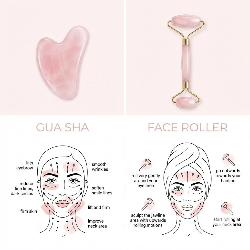 Rose Quartz Massage Roller / Gua Sha