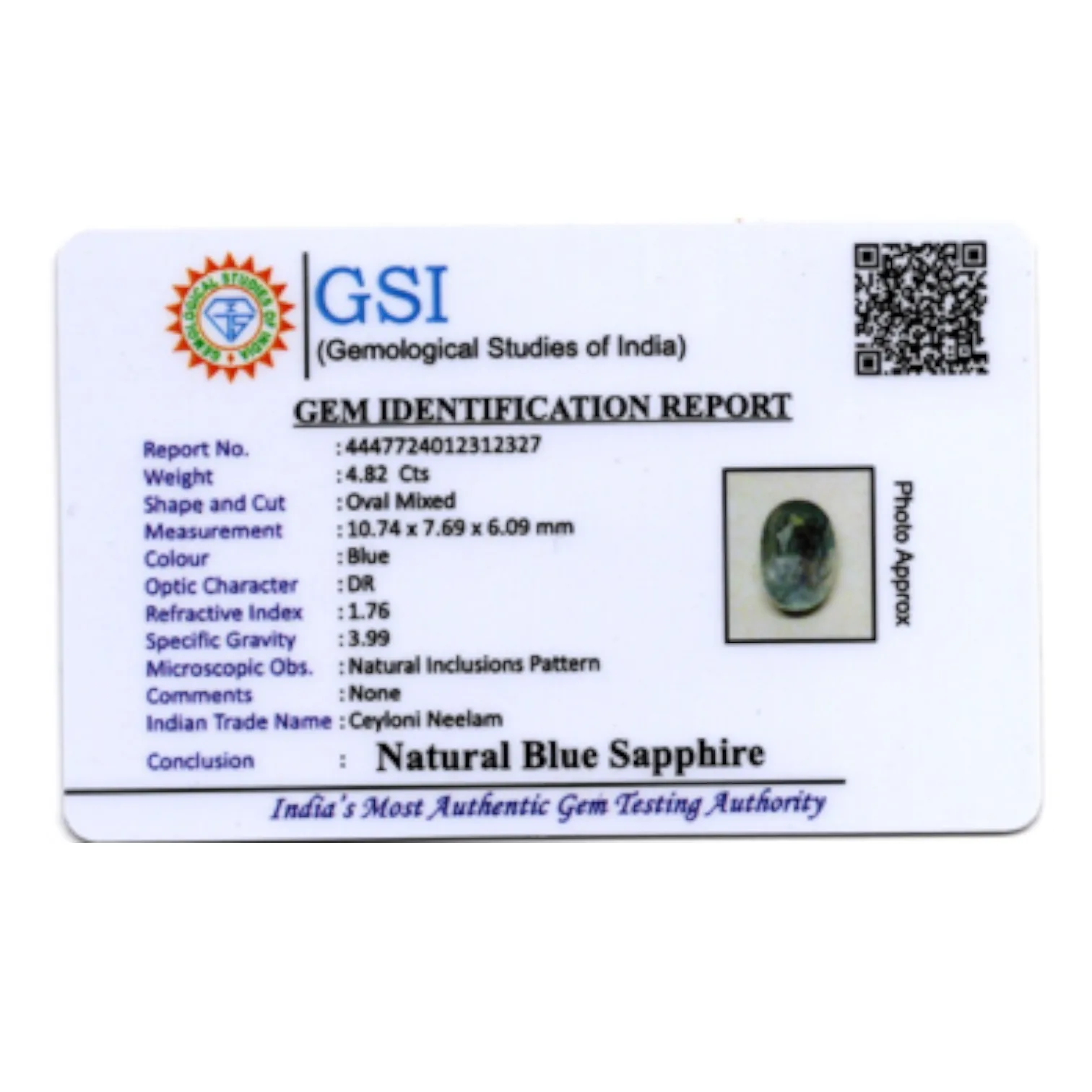 Blue Sapphire - 4.82 Carat