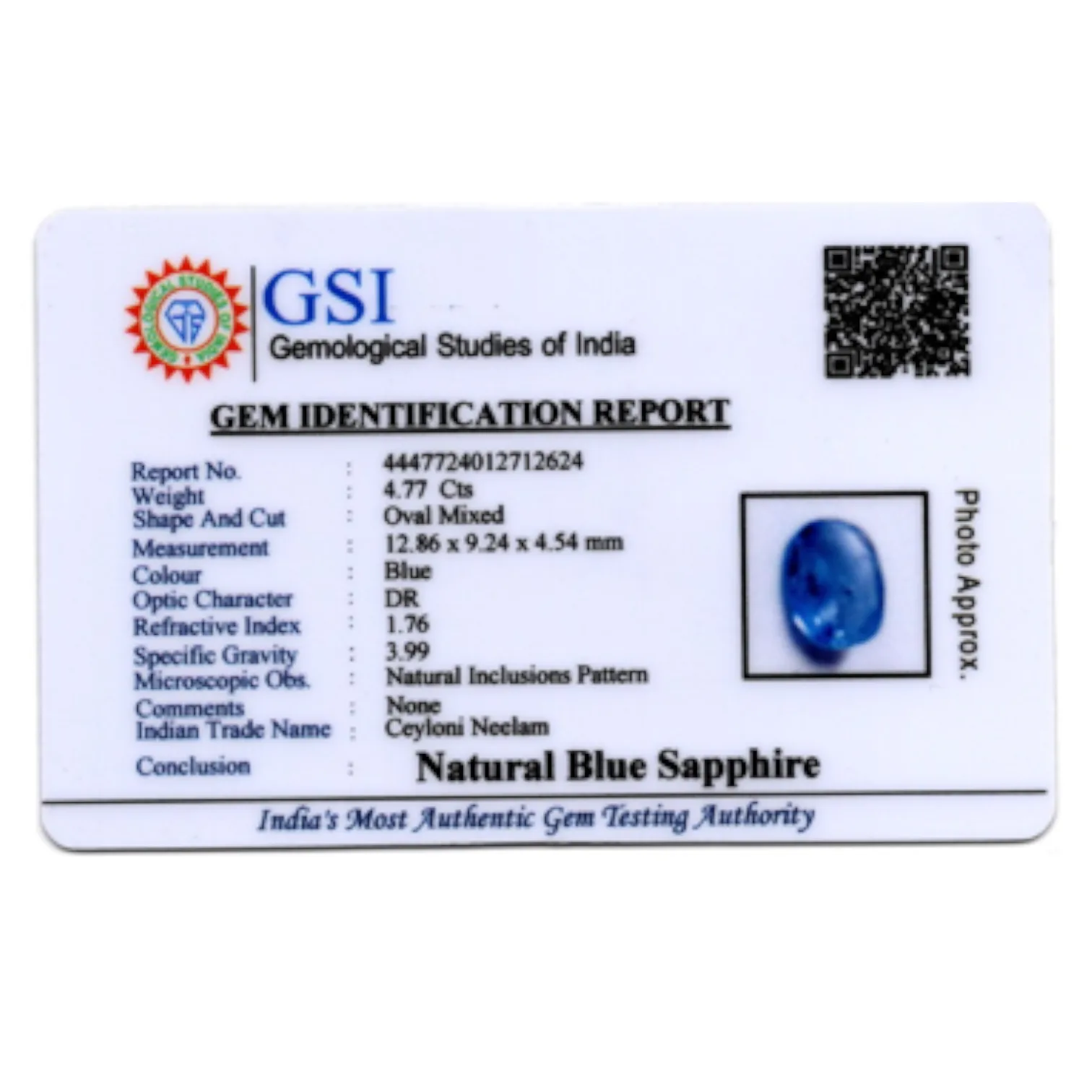 Blue Sapphire - 4.77 Carat