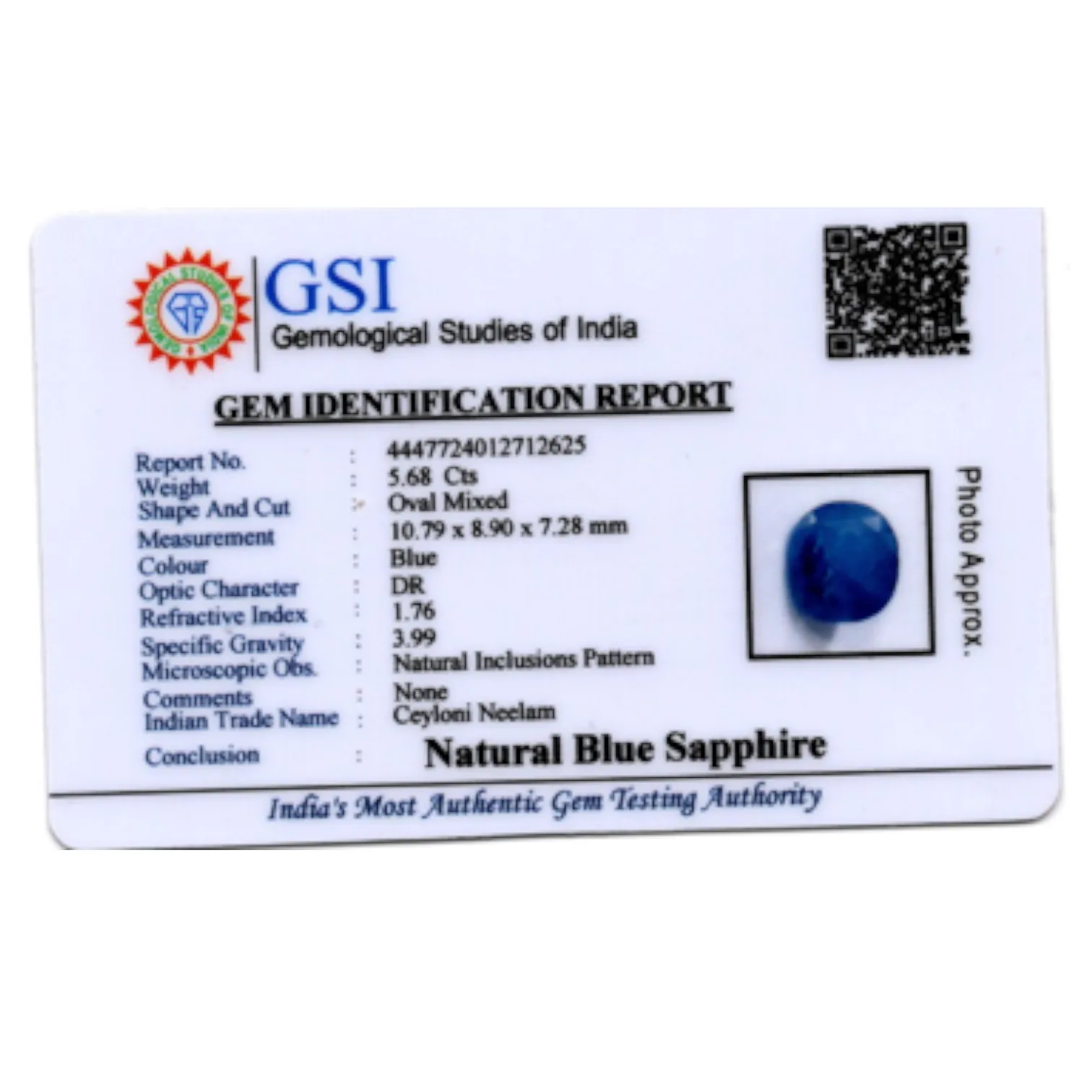 Blue Sapphire - 5.68 Carat