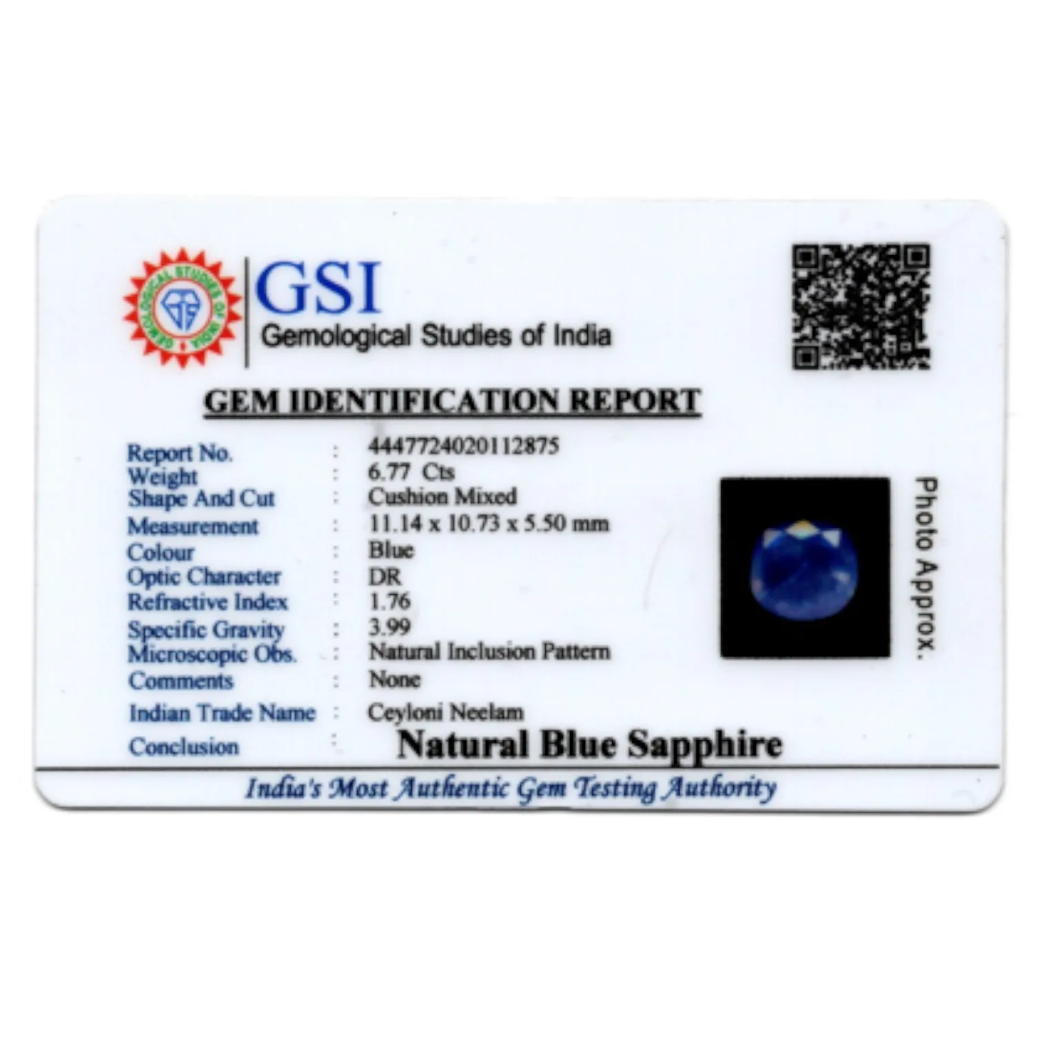 Blue Sapphire - 6.77 Carat