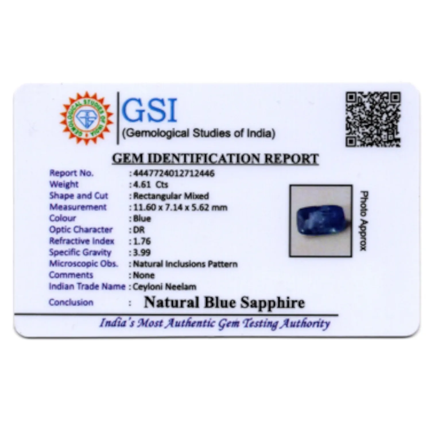 Blue Sapphire - 4.61 Carat