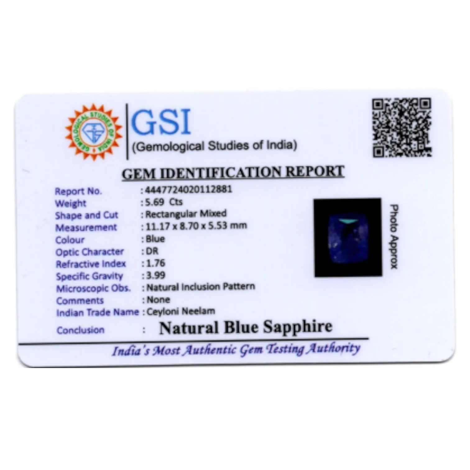 Blue Sapphire - 5.69 Carat