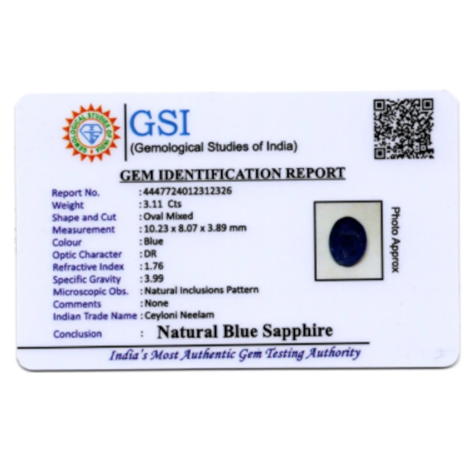 Blue Sapphire - 3.11 Carat