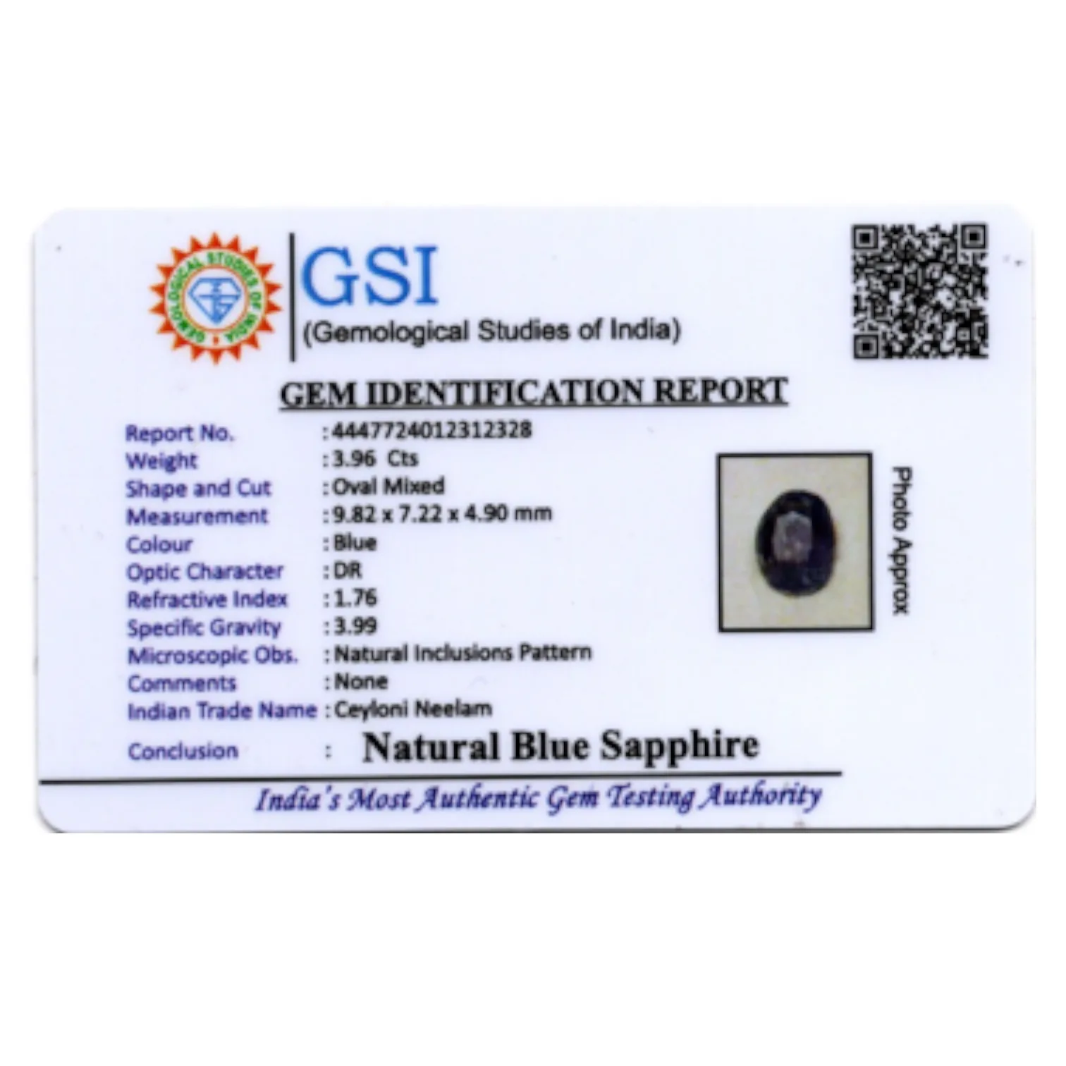 Blue Sapphire - 3.96 Carat