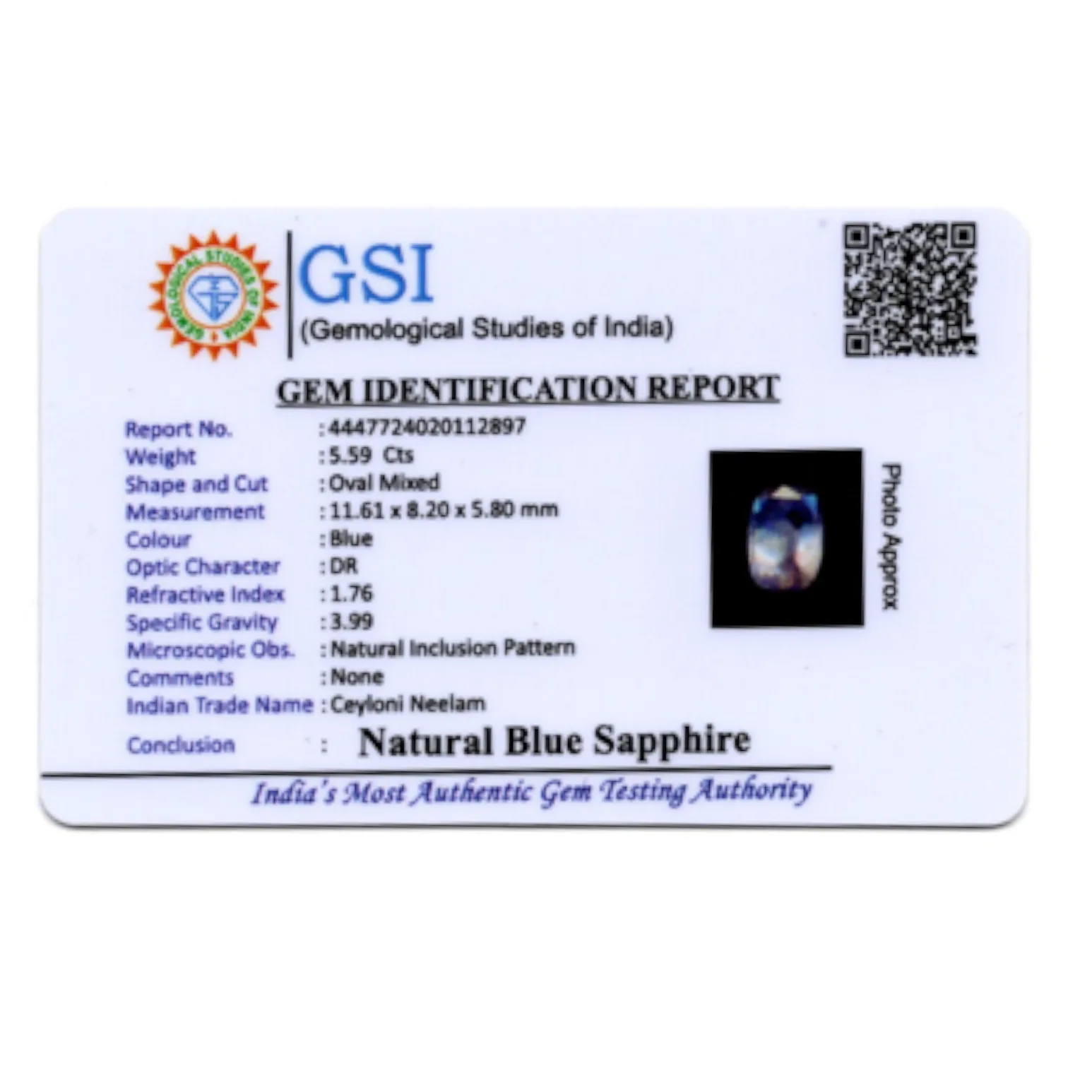 Blue Sapphire - 5.59 Carat