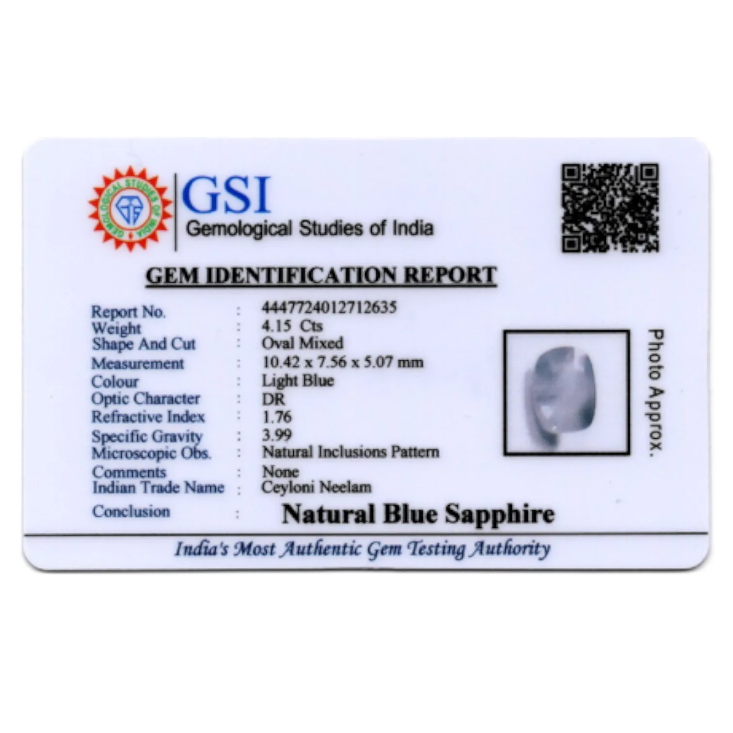 Blue Sapphire - 4.15 Carat