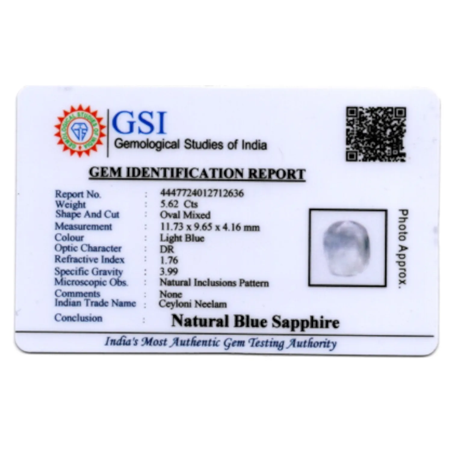Blue Sapphire - 5.62 Carat