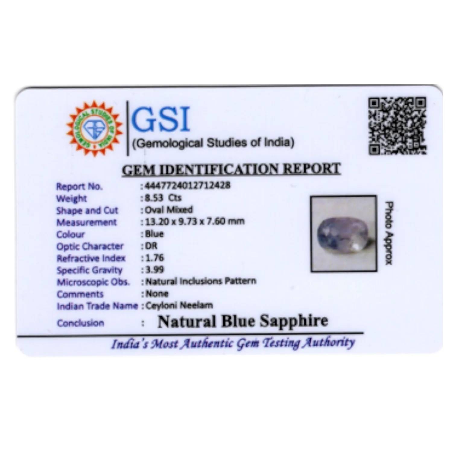 Blue Sapphire - 8.53 Carat