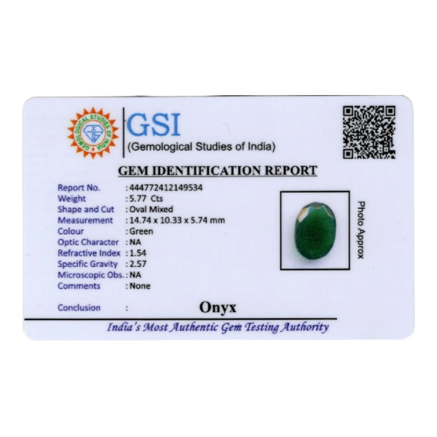 Green Onyx - 5.77 Carat
