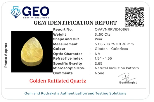 Golden Rutilated Quartz - 3.5 Carat