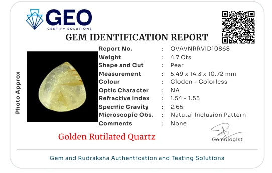 Golden Rutilated Quartz - 4.7 Carat
