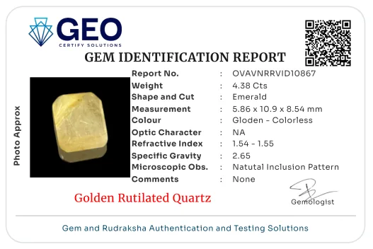 Golden Rutilated Quartz - 4.38 Carat