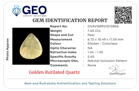 Golden Rutilated Quartz - 7.65 Carat