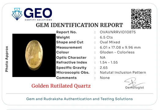 Golden Rutilated Quartz - 6.5 Carat
