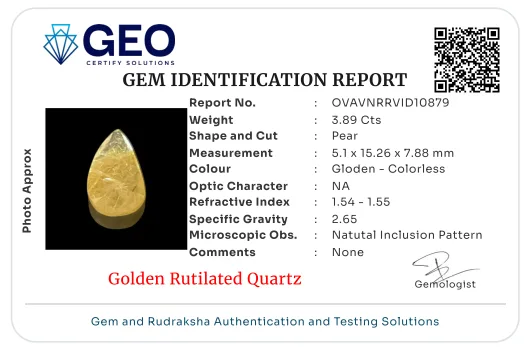 Golden Rutilated Quartz - 3.89 Carat
