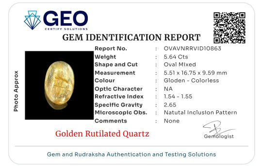 Golden Rutilated Quartz - 5.64 Carat