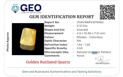 Golden Rutilated Quartz - 3.12 Carat