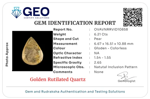 Golden Rutilated Quartz - 6.21 Carat
