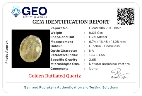 Golden Rutilated Quartz - 8.05 Carat