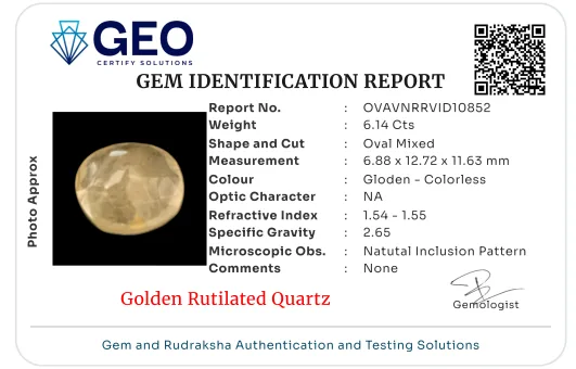 Golden Rutilated Quartz - 6.14 Carat