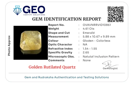 Golden Rutilated Quartz - 4.61 Carat