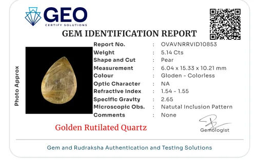 Golden Rutilated Quartz - 5.14 Carat