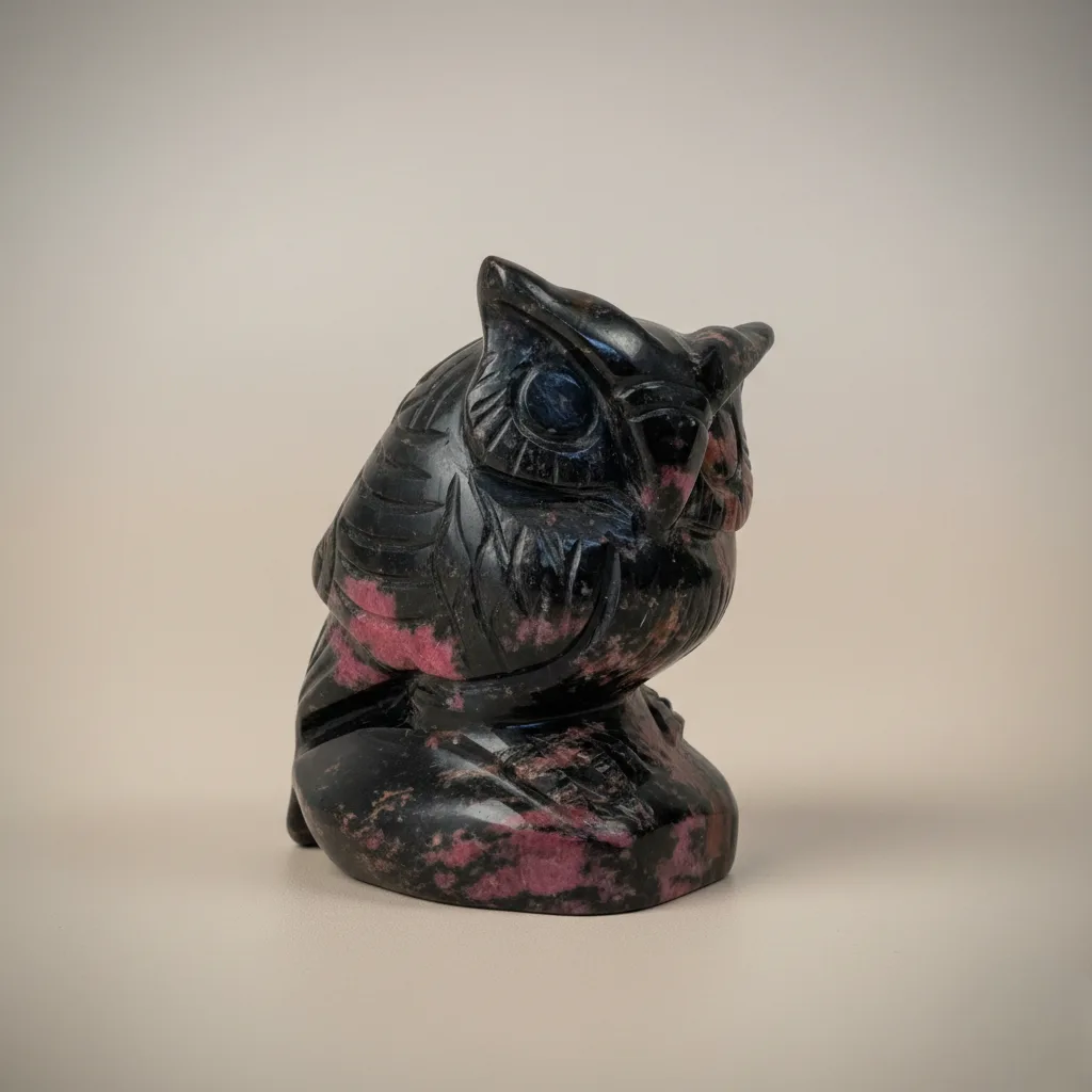 Rhodonite Owl