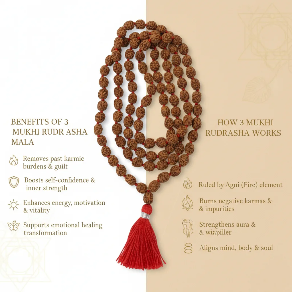 3 Mukhi Rudraksha Mala (54+1)