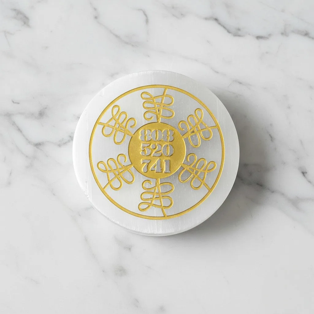 808 520 741 selenite Golden Circle plate