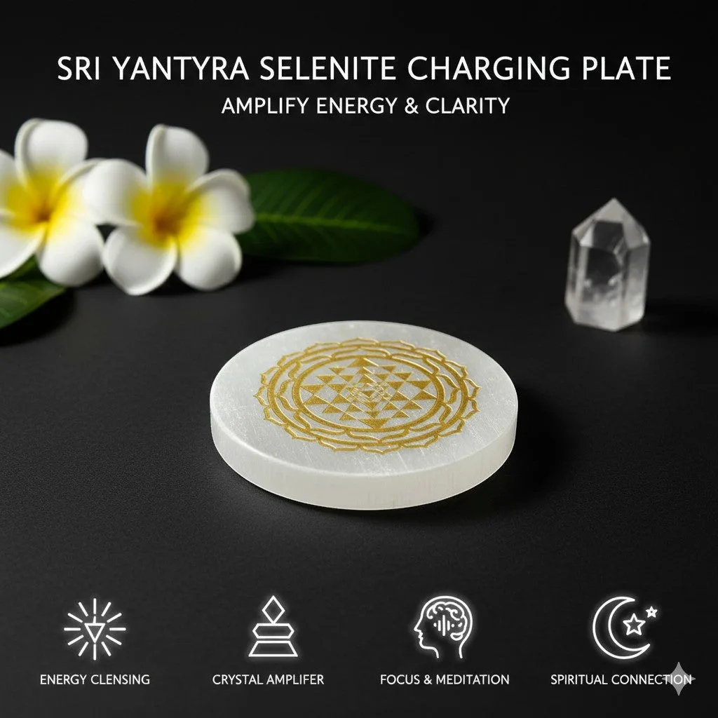 Shri Laxmi Yantra  selenite Golden Circle plate