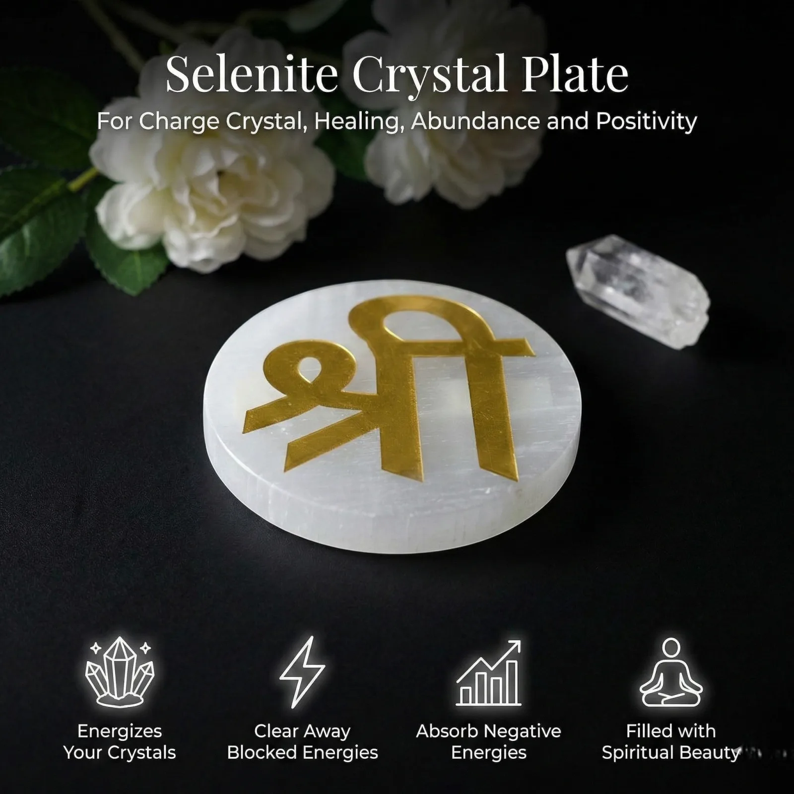 Shree selenite Golden Circle plate