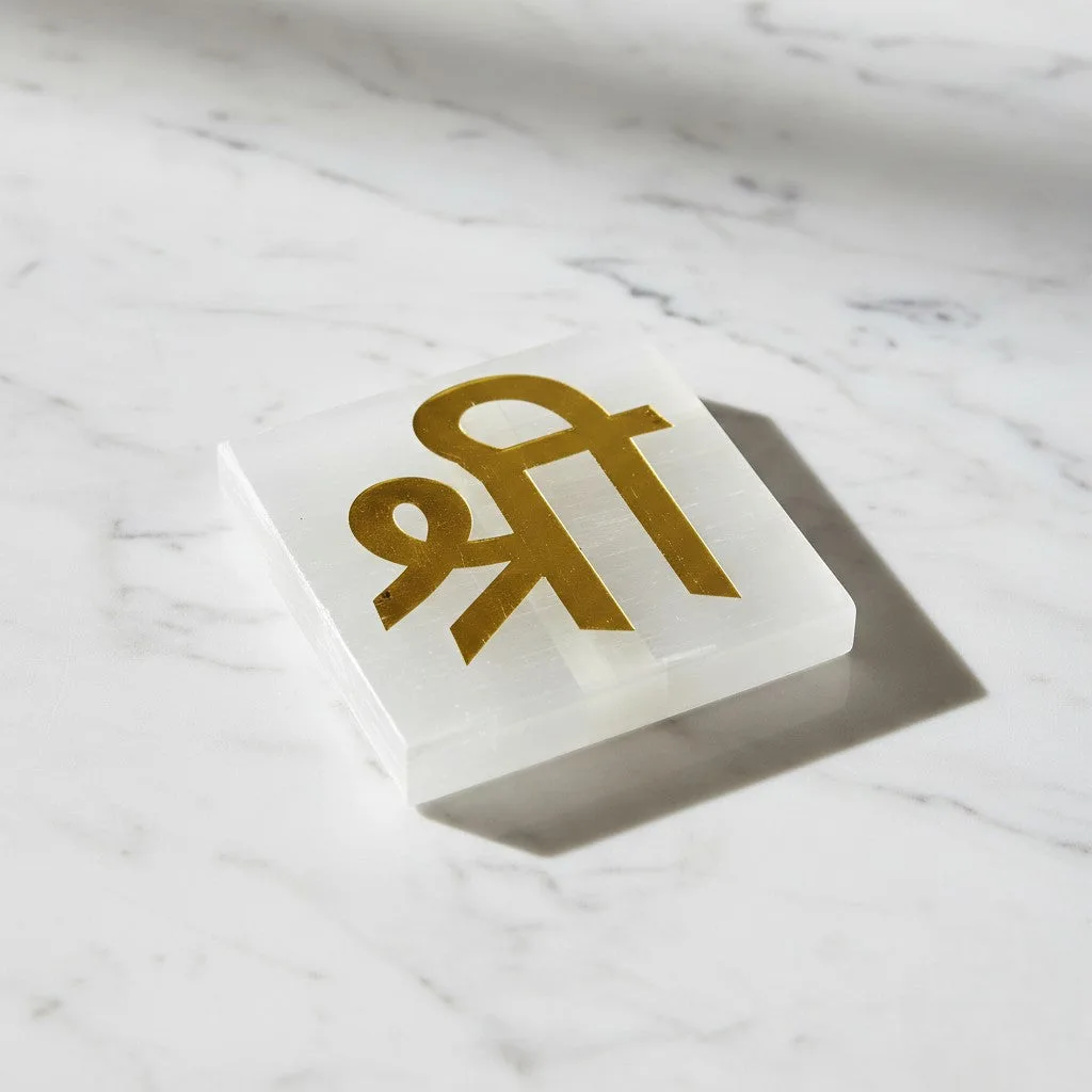 Shree selenite Golden Square plate